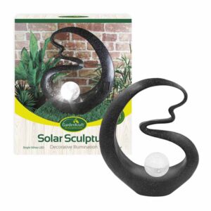 Solar Light Ball Sculpture Black Stone Effect