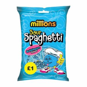Millions Sour Spaghetti Bubblegum 120g &pound;1 PM in a display of 12