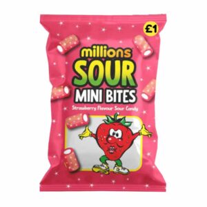 Millions Sour Mini Bites Strawberry 120g &pound;1 PM in a display of 12