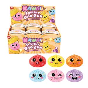 Kawaii Squishy Bao Bun Glitter 5.5cm in a display of 12