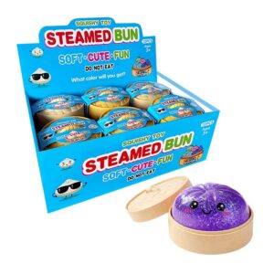 Squishy Bao Bun Glitter 8.5cm in a display of 12
