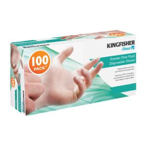Clear Powder Free Vinyl Gloves, size Large. Box of 100