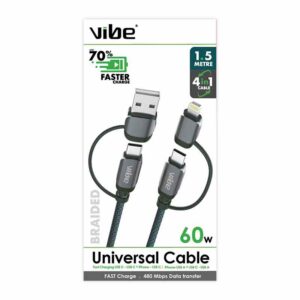 Vibe Universal Cable iPhone or USB C 1.5 metre