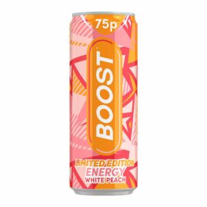 Boost Energy White Peach Can 250ml PM 75p x 24