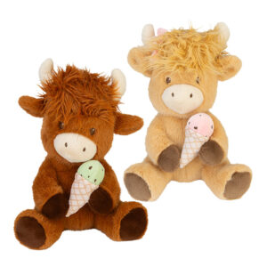 Highland Cow with Ice Cream Soft Toy 34cm Assorted