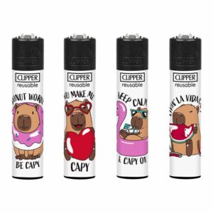 Clipper 'Be Capy' Capybara Refillable Lighters in a Display of 48