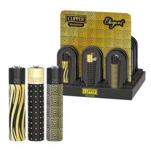 Clipper Metal Elegant Lighters + Metal Cases x 12