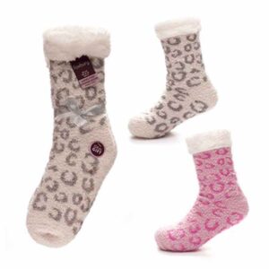Ladies Lounge Slipper Socks Animal Print 4-8