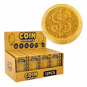 Squishy Gold Dollar Coin 8.5cm in Display of 8
