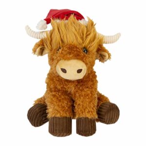 Christmas Highland Cow Plush with Santa Hat 25cm
