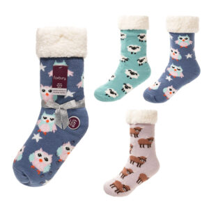 Ladies Lounge Slipper Socks Print 4-8