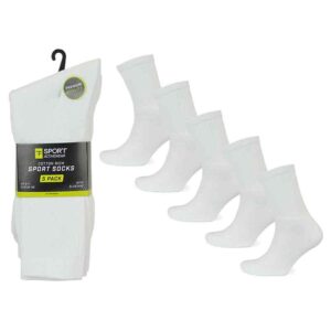 Mens Sports Socks White 5 Pack 6-11