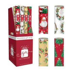 Xmas Traditional Gift Wrap In Display 4m x 69cm in display of 50