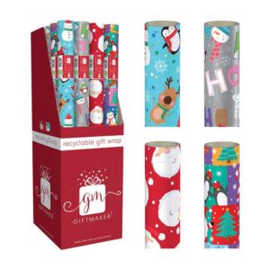 Xmas Santa & Friends Gift Wrap In Display 4m x 69cm in display of 50