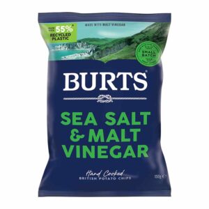 Burts Sea Salt & Malt Vinegar Chips 150g x 10