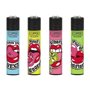 Clipper Lighters Lips Design in a display of 48