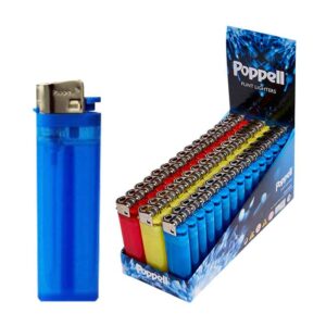 Poppell T45 Flint Lighters in display of 45