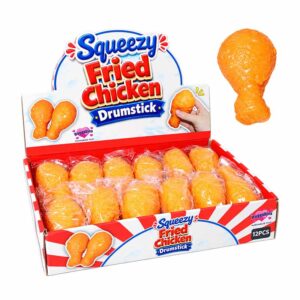 Squishy Fried Chicken Drumstick 5cm in a display of 12