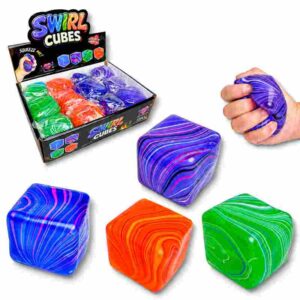 Squishy Maltose Swirl Slow Release Cube 5cm in display of 12