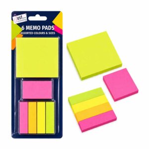 Neon Sticky Notes Assorted Colours 6 Pack