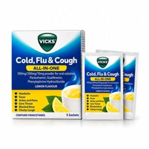 Vicks Cold and Flu All In One Lemon Menthol Sachets 5s x 6