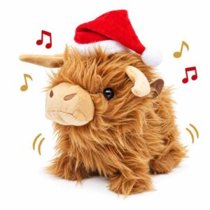 Dancing Musical Christmas Highland Cow 15cm