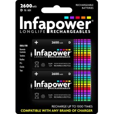 Infapower D Rechargeable Batteries 2600mAh Hardware